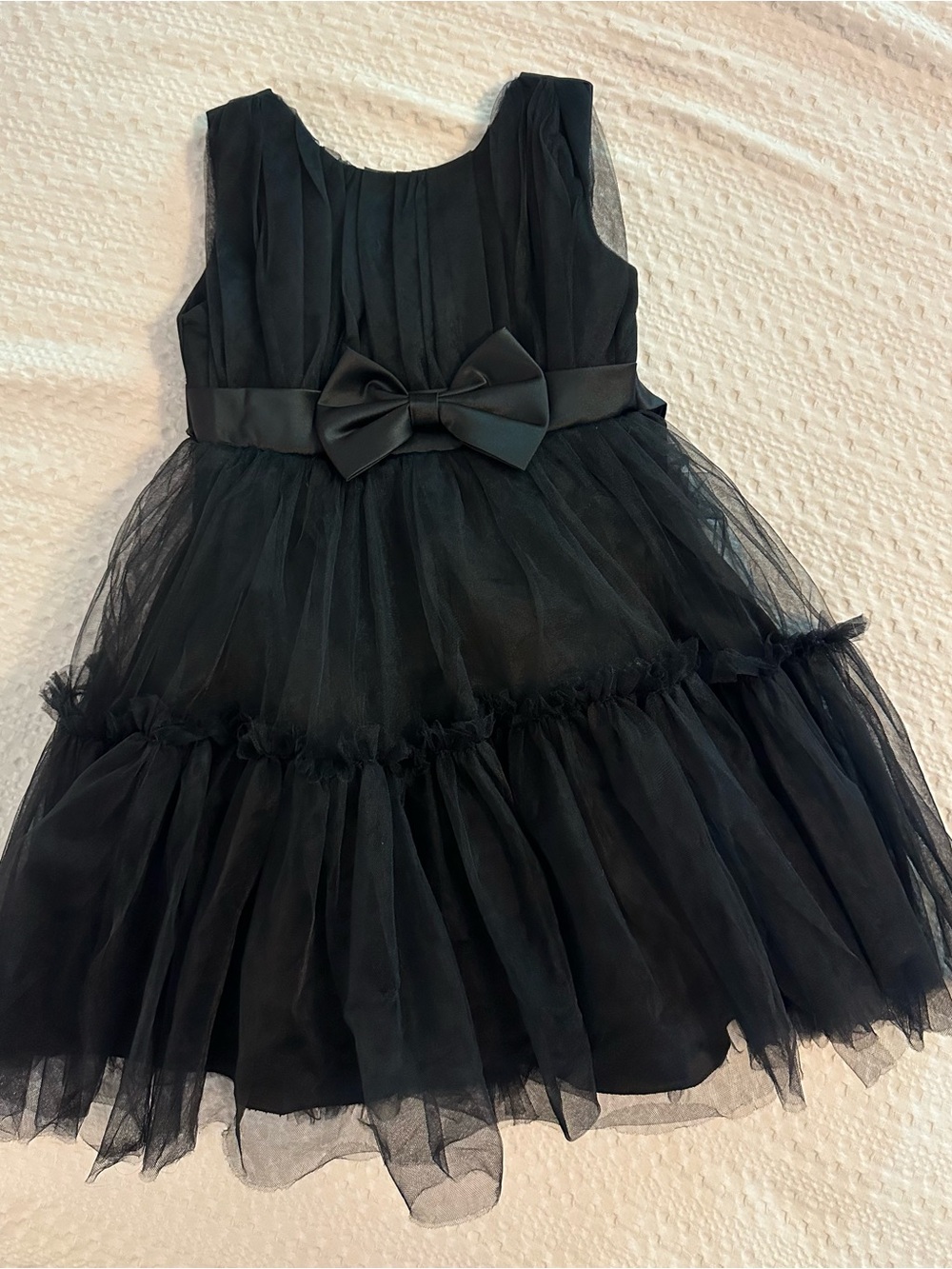 Black Tulle Bow-Accent Formal Dress for Kids